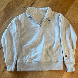 Champion Quarter Zip up. Color: gray. Size: small